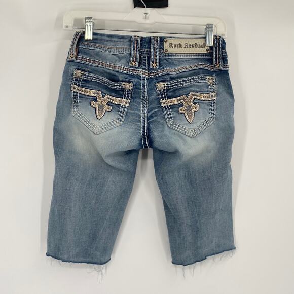 Rock Revival Jacklyn Cuff Skinny Cut Off Bermuda Shorts Size 25 - Picture 2 of 8